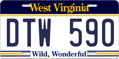 WV license plate DTW590