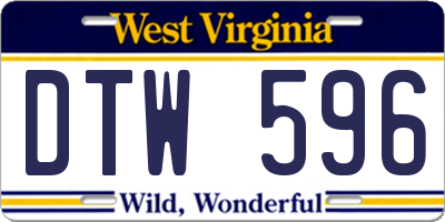 WV license plate DTW596