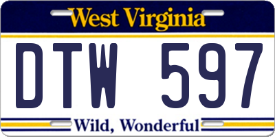 WV license plate DTW597