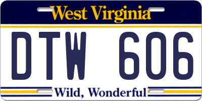 WV license plate DTW606