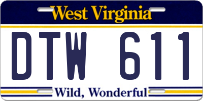 WV license plate DTW611