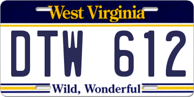 WV license plate DTW612
