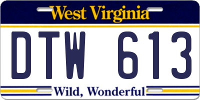 WV license plate DTW613