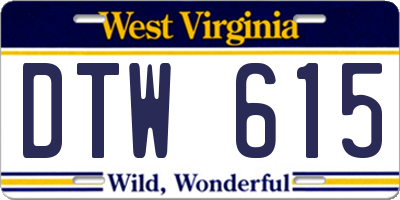 WV license plate DTW615