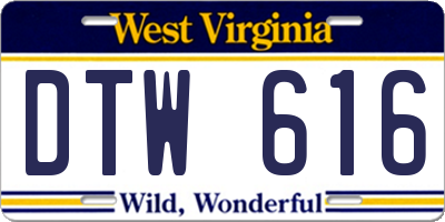 WV license plate DTW616