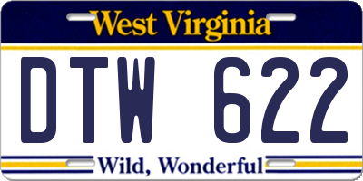 WV license plate DTW622