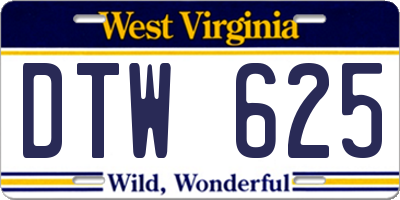 WV license plate DTW625