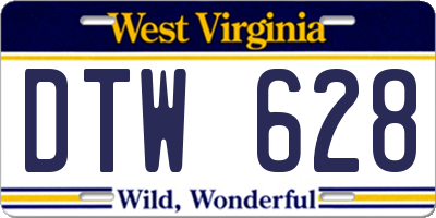 WV license plate DTW628