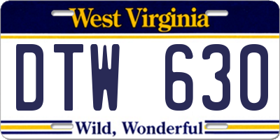 WV license plate DTW630