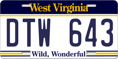 WV license plate DTW643