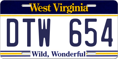 WV license plate DTW654