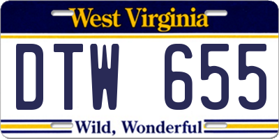 WV license plate DTW655
