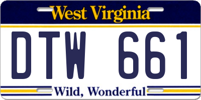 WV license plate DTW661