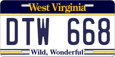 WV license plate DTW668