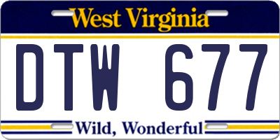 WV license plate DTW677