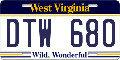 WV license plate DTW680