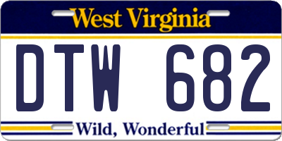 WV license plate DTW682
