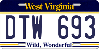 WV license plate DTW693