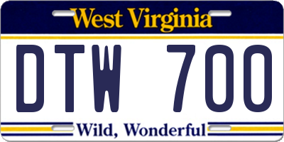 WV license plate DTW700