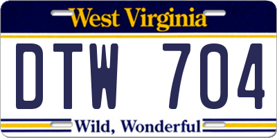 WV license plate DTW704
