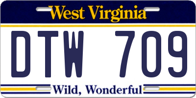 WV license plate DTW709