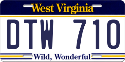 WV license plate DTW710