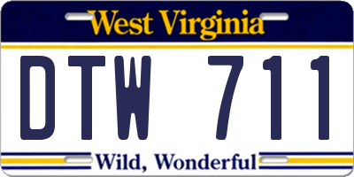 WV license plate DTW711