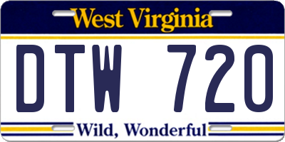 WV license plate DTW720
