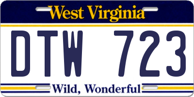 WV license plate DTW723