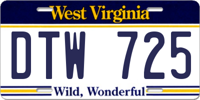 WV license plate DTW725