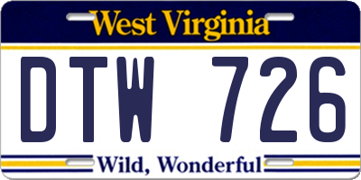 WV license plate DTW726