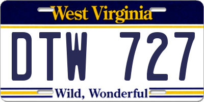 WV license plate DTW727