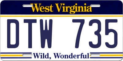 WV license plate DTW735