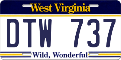 WV license plate DTW737