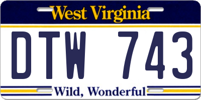 WV license plate DTW743