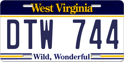 WV license plate DTW744