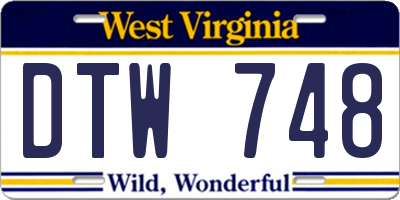 WV license plate DTW748