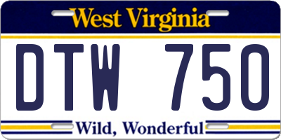 WV license plate DTW750