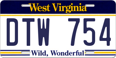 WV license plate DTW754
