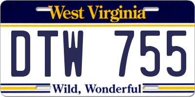 WV license plate DTW755