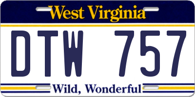 WV license plate DTW757