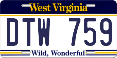 WV license plate DTW759