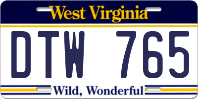 WV license plate DTW765