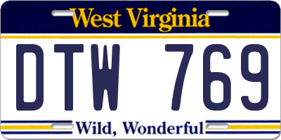 WV license plate DTW769