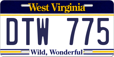 WV license plate DTW775
