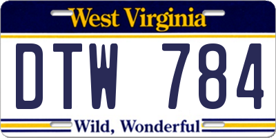 WV license plate DTW784