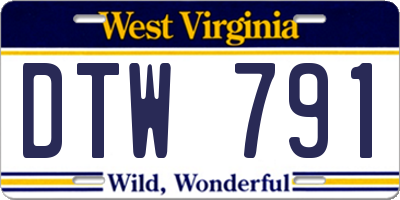 WV license plate DTW791