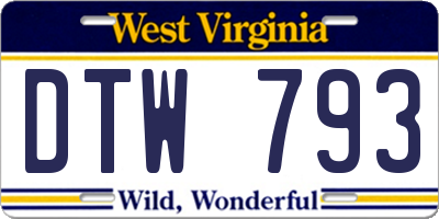 WV license plate DTW793