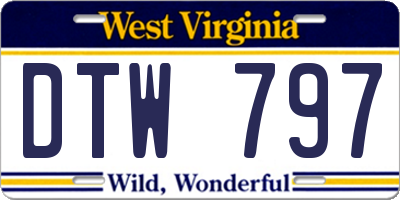 WV license plate DTW797