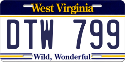 WV license plate DTW799